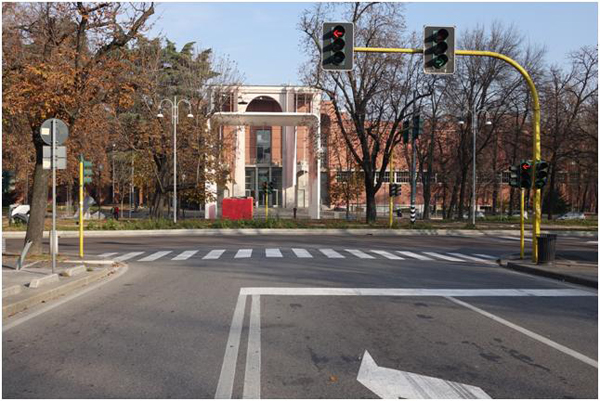 percezione lungo l’asse prospettico di viale P. e M. Curie
