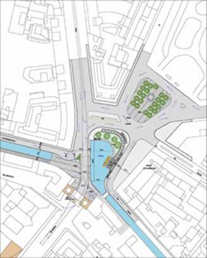 Planimetria della sistemazione “innovativa” di piazza Cavour