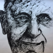 Papa Francesco, acrilico su carta, 2017, 150x100cm