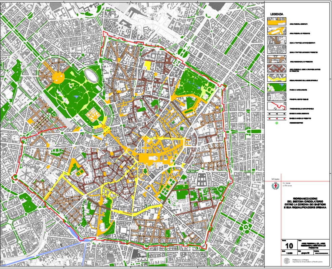 Figura 2 - “Riqualificazione urbana e il riassetto della rete stradale entro i Bastioni”. Studio del Dip. Di Architettura e Progettazione del Politecnico. 2008