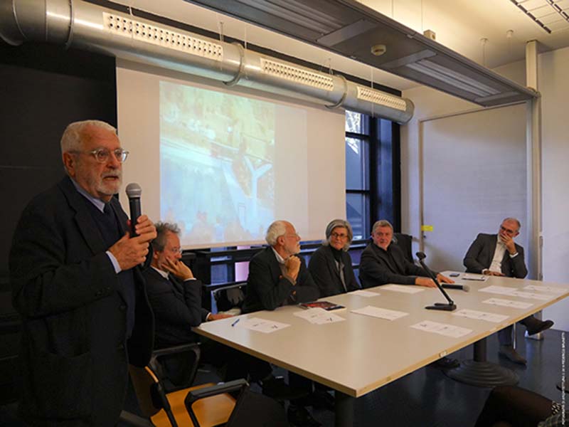 MARCO BIRAGHI, GIAMPIERO BOSONI, ILARIA VALENTE, EMILIO FAROLDI, ANDREA GRITTI ALL’INAUGURAZIONE DELLA MOSTRA - 15 NOVEMBRE 2019 (Federico Brunetti)