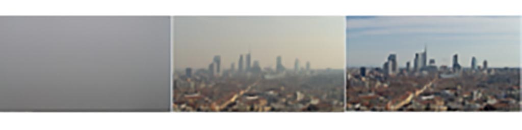 da sinistra a destra: la stessa veduta di Porta Nuova l’8 gennaio, l’8 febbraio, l’8 marzo. (webcam)