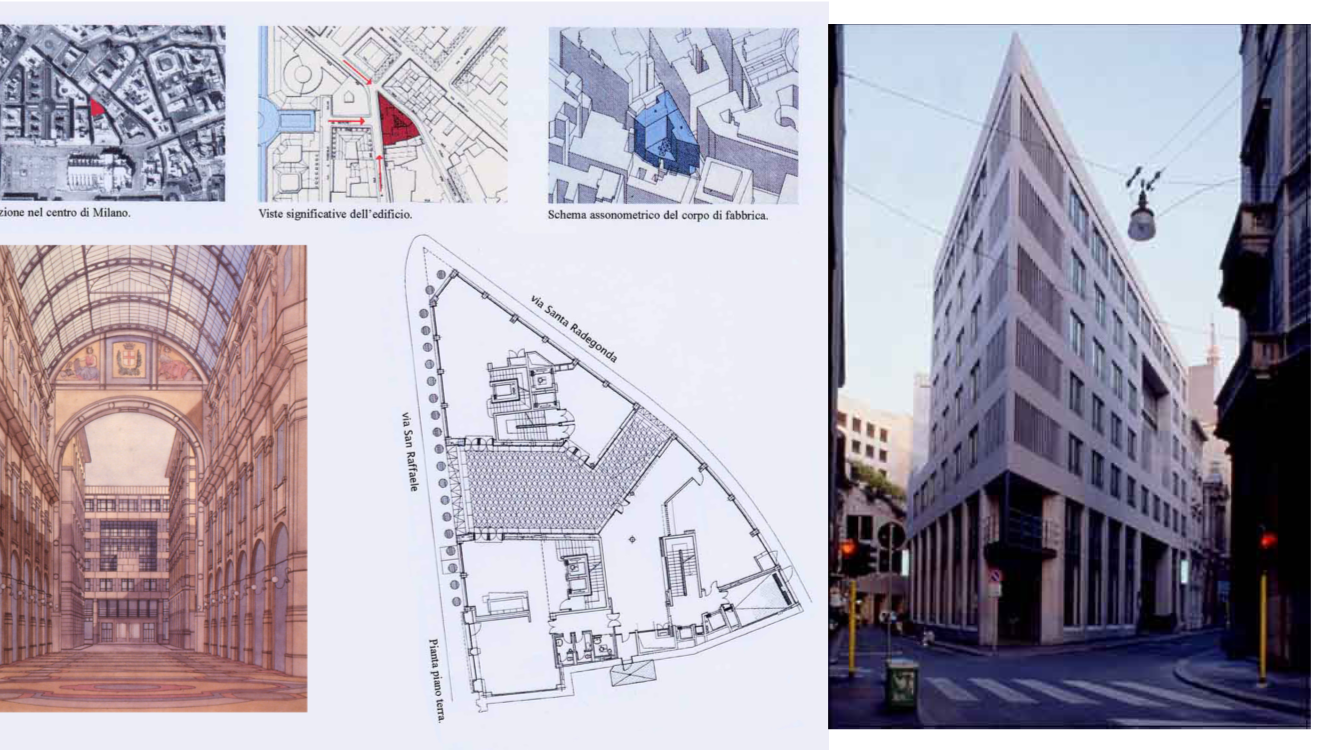 Edificio polifunzionale alla confluenza tra le vie San Raffaele e Santa Radegonda 1985-91