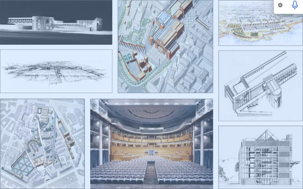 Progetto vincitore del concorso del sovrappasso e stazione autobus a Bergamo1976-83; progetto secondo classificato del tetro Galli di Rimini 1985; Progetto primo classificato per Porto Fiera-Catena a Mantova 1982-86; Progetto qualificato nel concorso Parco Navile - Manifattura Tabacchi 1984 e Teatro Arena del Sole a Bologna 1989; Progetto di concorso per Casa Parcheggio a Foggia 1976